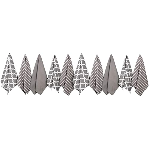 Penguin Home Premium Geschirrtuch für die Küche aus 100% Reiner Baumwolle, 10er-Set Küchentücher, weiches und strapazierfähiges Küchentuch-Set, maschinenwaschbar, 65 x 45 cm, Farbe – Grau von Penguin Home