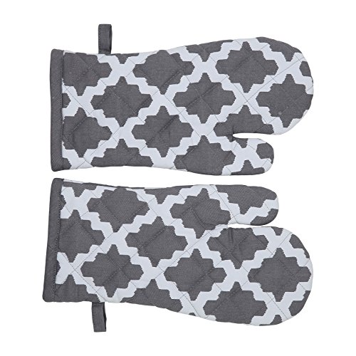 Penguin Home® 3176 Cotton Heat Resistant Kitchen Oven Gloves, Mitts for Cooking, Baking - Stylish Design & Colour - 1Pair - Machine Washable - Diamond Grey von Penguin Home