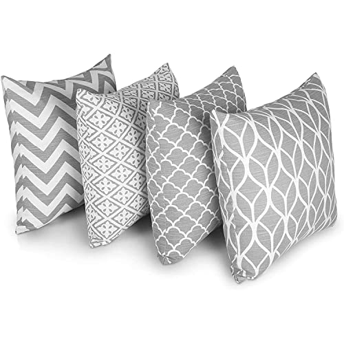 Penguin Home 4Er - Pack Dekorative Quadratische Kissen Aus Baumwolle, Luxuriöse, Stilvolle Für Wohnzimmer, Sofa, Schlafzimmer, Mit Unsichtbarem Reißverschluss, 45X45 cm (18" Inches), Grau Penguin Home 4Er - Pack Dekorative Quadratische Kissen Aus Baumwolle, Luxuriöse, Stilvolle Für Wohnzimmer, Sofa, Schlafzimmer, Mit Unsichtbarem Reißverschluss, 45X45 cm (18" Inches), Grau von Penguin Home