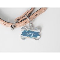 Personalisierte Hund Katze Haustier-Id-Tag Sky Knochen-Form-Schlüsselring Doppelseitig Wasserdicht von PenguinHandcrafted