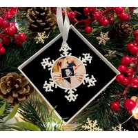 Weihnachtskugel Personalisierte Foto Text Weiße Schneeflocke Ornament Baum Hängende Dekoration Familie Geschenk Baby Erste Weihnachten 2022 von PenguinHandcrafted