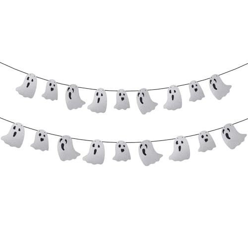 2 Stück Halloween-Geisterbanner, Glitzernd Hängende Geistergirlande, Dekoration Vorgespannt Gruselig Halloween-Partybanner für Spukhaus Türrahmen Wand und Kaminsims Innen- und Außendekoration 2 Stück Halloween-Geisterbanner, Glitzernd Hängende Geistergirlande, Dekoration Vorgespannt Gruselig Halloween-Partybanner für Spukhaus Türrahmen Wand und Kaminsims Innen- und Außendekoration von Penitue