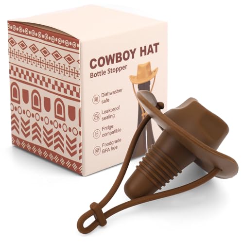 Weinflaschenverschluss in Cowboyhut-Form, Weinverschluss aus Silikon Dekorativer Aufsatz Champagnerkorken-Abdeckkappe Geschenk zum Verschließen und Frischhalten von Weinen (Dunkelbraun) von Penitue