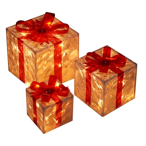 Penlimly Christmas Box Dekoration, Weihnachtsdeko Mit Licht Für Innen Und Außen, 3-TLG. Deko Mit Fernbedienung Für Schlafzimmer Wohnzimmer Terrasse Garten Unter Den Baum Penlimly Christmas Box Dekoration, Weihnachtsdeko Mit Licht Für Innen Und Außen, 3-TLG. Deko Mit Fernbedienung Für Schlafzimmer Wohnzimmer Terrasse Garten Unter Den Baum von Penlimly