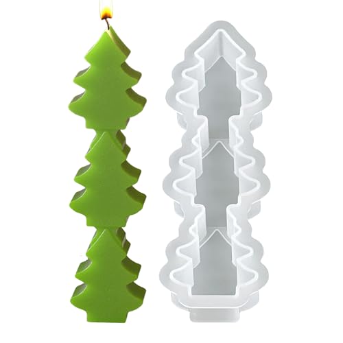 Penlimly Christmas Harz Formen | 3-Fach Kerzenformen Silikon,Bastelbedarf Für Schokolade Plätzchen Süßigkeiten Backen Ton Seife Epoxy Gips Party Deko Weihnachtsschmuck von Penlimly