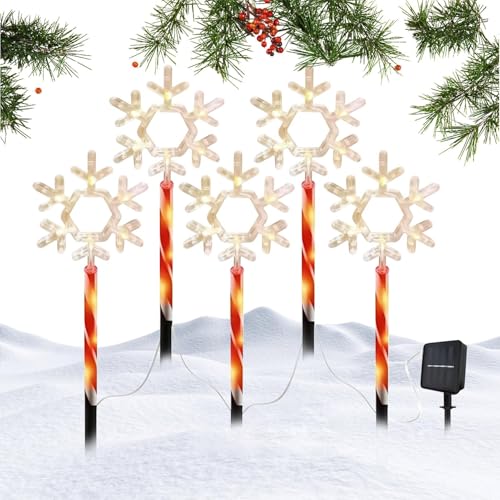 Penlimly Christmas Wegeleuchten Außen - 5 Stücke Christliche Schneeflocken Wegebeleuchtung - wasserdichte LED Spikes für Winterfest Festliche Außenbeleuchtung Penlimly Christmas Wegeleuchten Außen - 5 Stücke Christliche Schneeflocken Wegebeleuchtung - wasserdichte LED Spikes für Winterfest Festliche Außenbeleuchtung von Penlimly