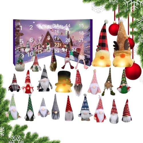 Penlimly Countdown Kalender | Beleuchteter Festlicher Gnom 24 Tage Adventskalender | Weihnachtsdekoration Für Partys Wanddekoration Hausgemeinschaft Festliche Deko von Penlimly