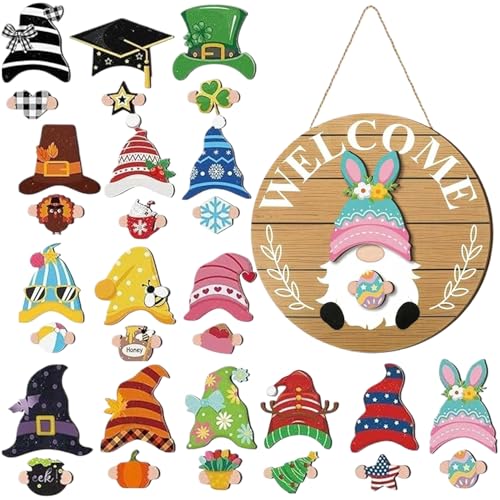 Penlimly Gartenzwerg Türschild,Abnehmbare Hüte und magnetische Verzierung - Saisonale Gartenzwerg Dekoration für Feiertage und Jahreszeiten | Für Den Einsatz An Der Haustür, Auf Der, Im Garten Und Penlimly Gartenzwerg Türschild,Abnehmbare Hüte und magnetische Verzierung - Saisonale Gartenzwerg Dekoration für Feiertage und Jahreszeiten | Für Den Einsatz An Der Haustür, Auf Der, Im Garten Und von Penlimly