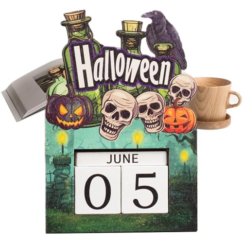 Penlimly Halloween-Countdown-Kalender, 2025 Holz-Kalenderblöcke, verstellbar, Festival, Adventskunst für Schlafzimmer, Urlaub, Party, Küche, Klassenzimmer, Teenager Penlimly Halloween-Countdown-Kalender, 2025 Holz-Kalenderblöcke, verstellbar, Festival, Adventskunst für Schlafzimmer, Urlaub, Party, Küche, Klassenzimmer, Teenager von Penlimly