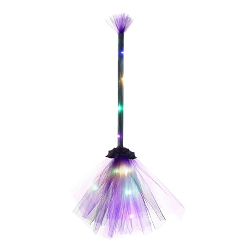 Penlimly Halloween Hexenbesen | LED Beleuchteter Hexenbesen Raumdekoration,Cosplay Zubehör Halloween Deko Für Garten Terrasse Haustür Festliche Dekoration Für Mädchen Und von Penlimly