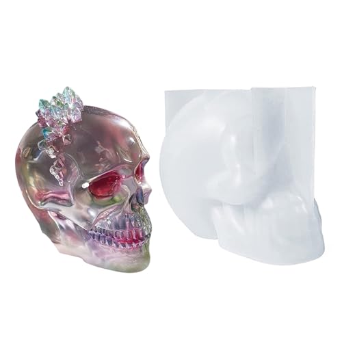 Penlimly Harz-Silikon-Schädel-Formen,Halloween-Kerzenform - Epoxidform für Harzguss, Seife, Kerzen, Pralinen, Halloween-Partyzubehör Penlimly Harz-Silikon-Schädel-Formen,Halloween-Kerzenform - Epoxidform für Harzguss, Seife, Kerzen, Pralinen, Halloween-Partyzubehör von Penlimly