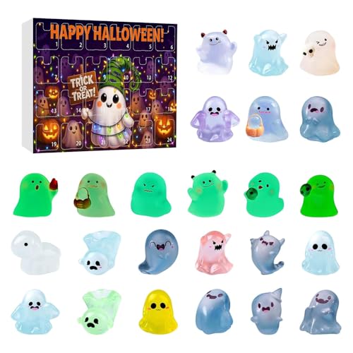 Penlimly Miniatur Adventskalender - 24-Tägiger Halloween Countdown Kalender mit Miniaturen - Sammelbare Leuchtfiguren Deko Für Kinder Jugendliche Erwachsene Paare Freunde von Penlimly