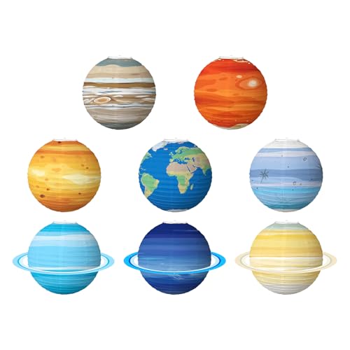 Penlimly Planeten Deko 8-teilig - Aufblasbare Planeten 30 cm,Farbfrohe Laternen Für Kinderzimmer Geburtstag Baby-Shower Klassenzimmer Wissenschaftsparty von Penlimly