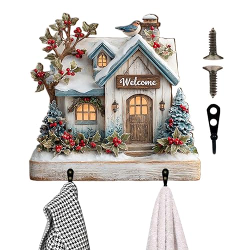 Penlimly Schlüsselhaken – Willkommensschild mit Schlüsselhalter, 2D-Schild in Hausform mit Haken für Hüte, Taschen, Schals, Zuhause, Café, Buchhandlung, Eingang, Wohnzimmer, Weihnachten, Halloween Penlimly Schlüsselhaken – Willkommensschild mit Schlüsselhalter, 2D-Schild in Hausform mit Haken für Hüte, Taschen, Schals, Zuhause, Café, Buchhandlung, Eingang, Wohnzimmer, Weihnachten, Halloween von Penlimly