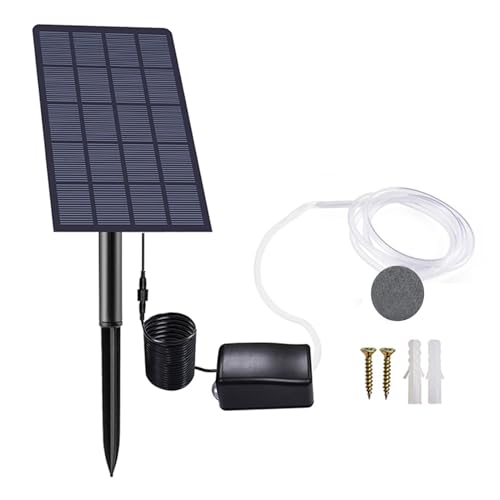 Penlimly Solar Teichbelüfter mit Akku, 2.5W Solar Sauerstoffpumpe für Teich Outdoor Gartenteich Fischteich Aquarium, Teichpumpe Luftpumpe mit Luftschläuche Luftblasensteinen und Erdspieß von Penlimly