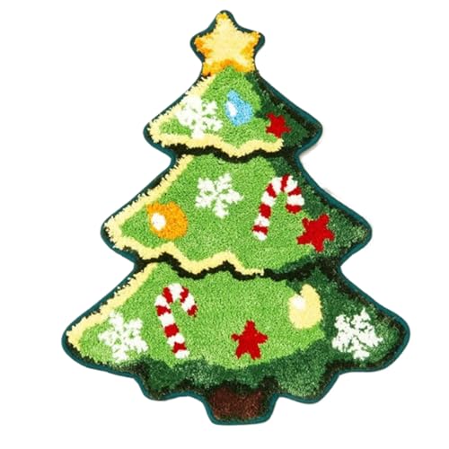 Penlimly Weihnachts Badematte | Teppich | rutschfeste Cartoon Tannenbaum Design Matte Waschbar Niedliche Weihnachtsdekoration | Für Haustür Boden Dusche Wohnzimmer Schlafzimmer Toilettenbereich von Penlimly
