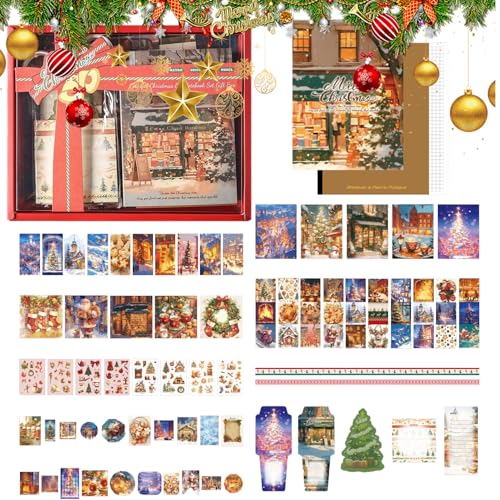 Penlimly Weihnachtsaufkleber Mit Notizblock - Weihnachtliche Motivaufkleber Mit Haftnotizen - Festliche Set Für Zuhause Scrapbook Tagebuch Geschenk von Penlimly