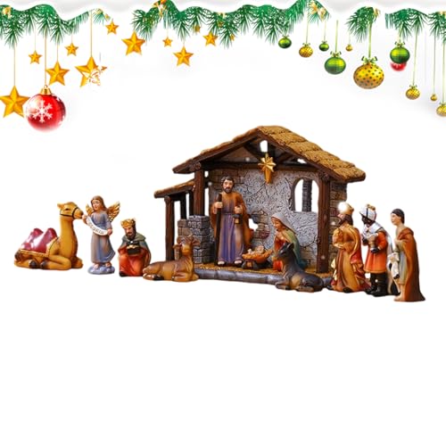 Penlimly Weihnachtskrippe, Heilige Familie Krippen Set Schreibtisch Deko, Deko Für Haus Garten Party Büro Kirche Tisch Schule Wohnzimmer von Penlimly