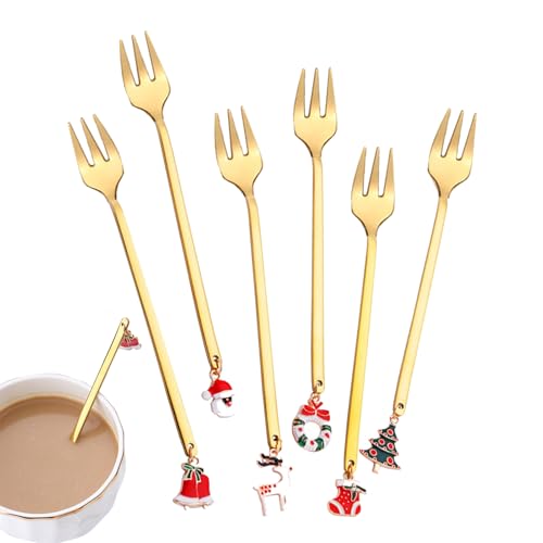 Penlimly Weihnachtslöffel-Set aus Edelstahl,Weihnachtslöffel-Set | Kleine 6 Stück Kaffeelöffel Teelöffel Rührlöffel,Bestecklöffel in Lebensmittelqualität, Dessertlöffel-Set zum Rühren, Mischen, Penlimly Weihnachtslöffel-Set aus Edelstahl,Weihnachtslöffel-Set | Kleine 6 Stück Kaffeelöffel Teelöffel Rührlöffel,Bestecklöffel in Lebensmittelqualität, Dessertlöffel-Set zum Rühren, Mischen, von Penlimly
