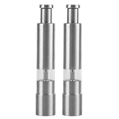 Salz- und Pfeffermühlen-Set, Edelstahl Salz- und Pfeffermühle Set, Tragbar Pfeffer Mühle Pfefferstreuer Manuell für Küche Outdoor Camping Grillen, Einhandbedienung von Penlimly