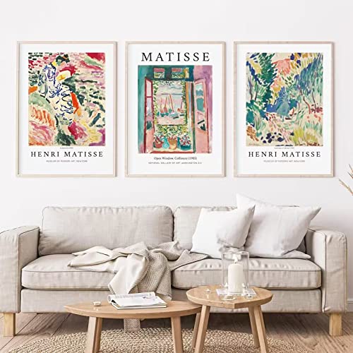 Henri Matisse Wandkunst Leinwand Henri Matisse Poster ​ Matisse Landschaft Poster Matisse Fenster Drucke Henri Matisse Drucke Kunstausstellung Poster für Wanddekoration 40.6x61 cm (3 Stück) ungerahmt von Pennclys