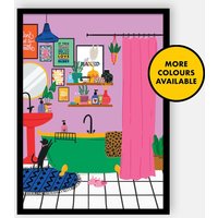 In Farbe Baden | Bunte Illustration Badezimmer Poster A6/A5/A4/A3/A2/A1 Wand Kunst Ungerahmter Kunstdruck von PennyandMeShop