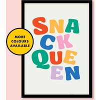 Snack Queen | Buntes Zitat Print A6/A5/A4/A3/A2/A1 Küche/Wohn/Schlafzimmer Wandkunst Ungerahmter Kunstdruck von PennyandMeShop