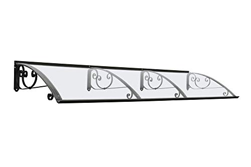 Vordach aus verzinktem Eisen für den Außenbereich, Transparente kompakte Polycarbonatabdeckung, Modell RICCIO Classica, Haustür-Vordächer Größe 100 x 300 cm von Pensiline Bellhouse