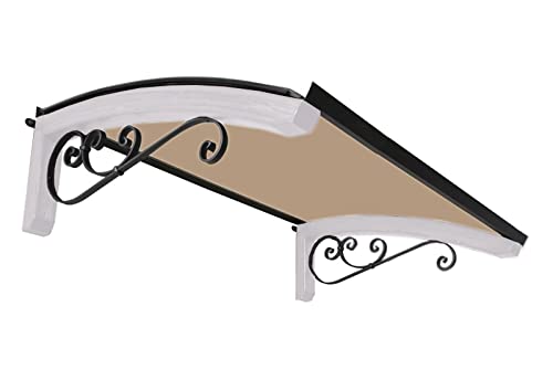 Vordach aus hölzern für den Außenbereich Farbe Weiss und grau, Bronziert kompakte Polycarbonatabdeckung, Modell Legno RICCIO, Haustür-Vordächer Größe 100 x 150 cm von Pensiline Bellhouse