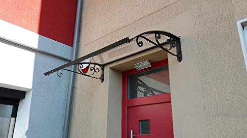 Vordach aus verzinktem Eisen für den Außenbereich, Transparente kompakte Polycarbonatabdeckung, Modell RICCIO Classica, Haustür-Vordächer Größe 100 x 150 cm Vordach aus verzinktem Eisen für den Außenbereich, Transparente kompakte Polycarbonatabdeckung, Modell RICCIO Classica, Haustür-Vordächer Größe 100 x 150 cm von Pensiline Bellhouse