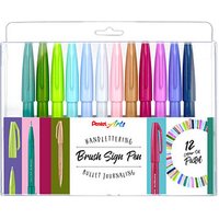 Pentel Pastel SES15C-12 Brush-Pen-Set farbsortiert, 12 St. von Pentel