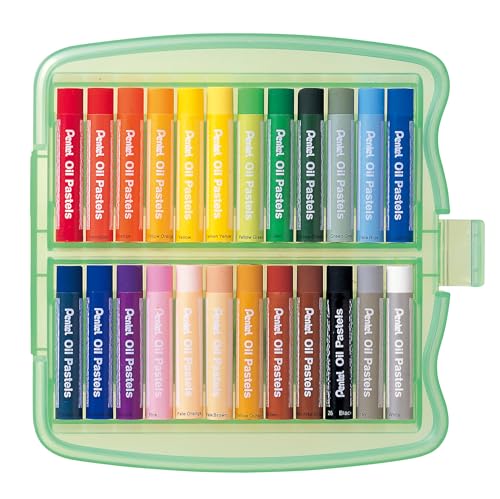 Pentel Boite de 24 Ölpastellkreiden, 10 mm verschiedene Farben ideal Scolaire von Pentel