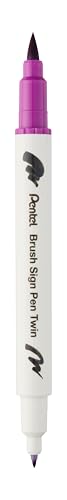 Pentel Brush Sign Pen Twin SESW30C Faserschreiber, 2 pinselähnliche Spitzen, magenta (1 Stück) von Pentel