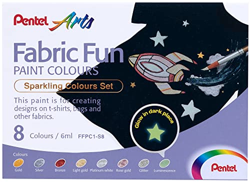 Pentel FFPC1 Fabric Fun Paint Colours, Farben für Stoff, Sparkling Farben, 8 Stück Pentel FFPC1 Fabric Fun Paint Colours, Farben für Stoff, Sparkling Farben, 8 Stück von Pentel