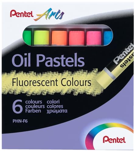 Pentel PHN-F6 Fluoreszierende Ölkreiden, farblich sotiert, 1 Stück (6er Pack) von Pentel