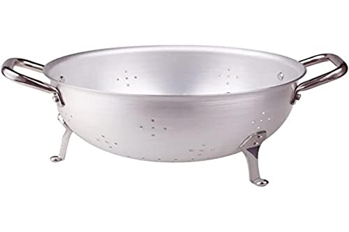 Pentole Agnelli Seiher mit 3 Füßen aus Aluminium, halbkugelförmig, mit 2 Griffen aus Edelstahl, 26 cm, Silber von Baldassare Agnelli