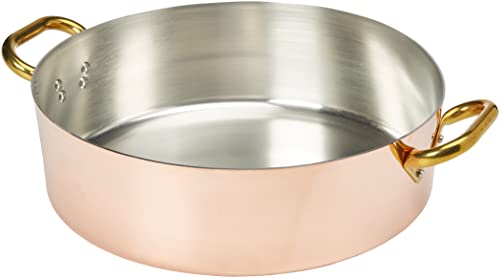 Pentole Agnelli ALCU10636 Niedriger Auflauf aus Kupfer mit 2 Messinggriffen, handverzinntes glattes Kupfer, 36 cm Pentole Agnelli ALCU10636 Niedriger Auflauf aus Kupfer mit 2 Messinggriffen, handverzinntes glattes Kupfer, 36 cm von Baldassare Agnelli