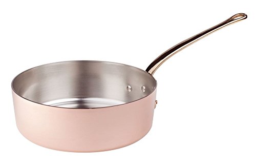 Pentole Agnelli ALCU107F22 Niedrig verzinnter Kupferauflauf, glatte Kupferhülle Messingguss nach französischer Art, 22 cm von Baldassare Agnelli