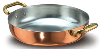 Pentole Agnelli ALCU11036 Pfanne aus handverzinntem glattem Kupfer mit 2 Messinggriffen, 36 cm Pentole Agnelli ALCU11036 Pfanne aus handverzinntem glattem Kupfer mit 2 Messinggriffen, 36 cm von Baldassare Agnelli