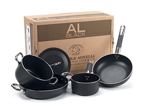 Pentole Agnelli ALSASETALBLACK2 Ganz schwarzes Kochgeschirrset für 2 Personen, 3 mm, 5 Stück von Baldassare Agnelli