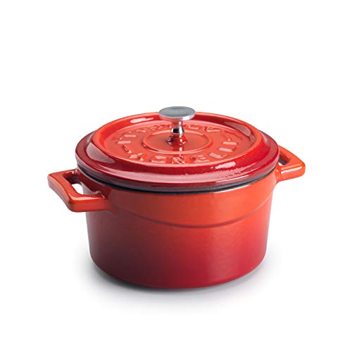 Pentole Agnelli COGHSRP10410R Slowcook-Auflauf mit Griffen und Deckel, Gusseisen, Rot, 0,36 l von Pentole Agnelli