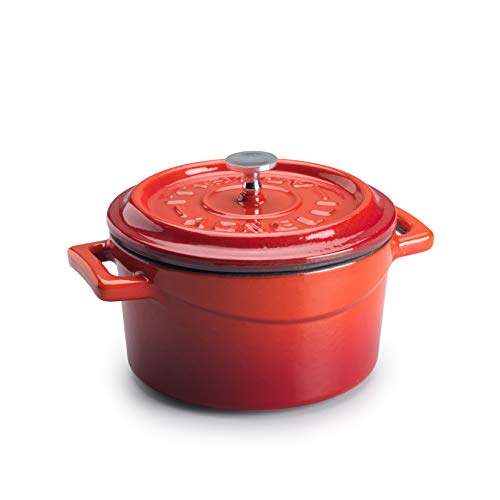 Pentole Agnelli COGHSRP10410R Slowcook-Auflauf mit Griffen und Deckel, Gusseisen, Rot, 0,36 l von Baldassare Agnelli