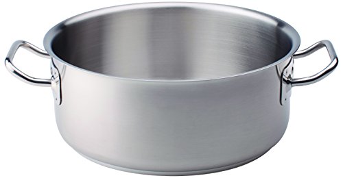 Pentole Agnelli Edelstahl 18/10 flache Kasserolle mit zwei Griffen 32 cm stahl von Baldassare Agnelli
