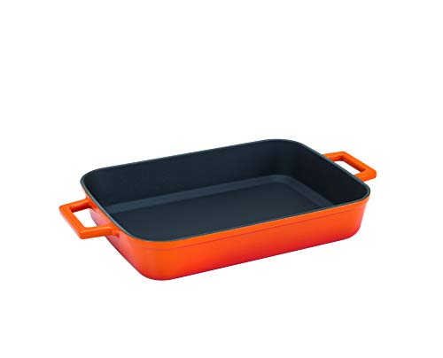 Pentole Agnelli Grillpfanne aus Gusseisen, mit Griffen, zweifarbig 22x30 cm Orange von Pentole Agnelli