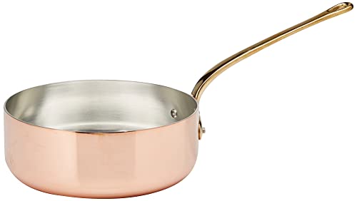 Pentole Agnelli ALCU107F24 Niedrig verzinnter Kupferauflauf, glatte Kupferhülle Messingguss im französischen Stil, 24 cm von Baldassare Agnelli