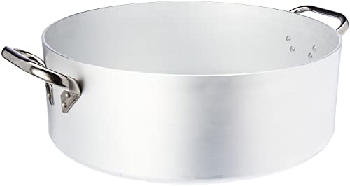 Pentole Agnelli Kasserolle zylinderförmig, langsame, Strahlentherapie, aus Aluminium, Dicke 5 mm, mit 2 Griffen aus Edelstahl, Silber 50 cm von Baldassare Agnelli