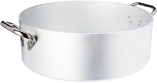 Pentole Agnelli Kasserolle zylinderförmig, langsame, Strahlentherapie, aus Aluminium, Dicke 5 mm, mit 2 Griffen aus Edelstahl, Silber 50 cm von Pentole Agnelli