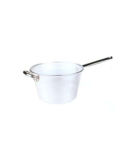 Pentole Agnelli Kessel für Polenta, aus Aluminium, Dicke 5 mm, mit Stiel und Griff aus Edelstahl, Silber 28 cm von Baldassare Agnelli