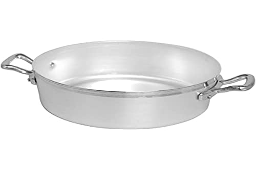 Pentole Agnelli Linie Family Cooking Aluminium Niedriger Kasserolle mit Zwei Griffen, Metall, Silber/schwarz, 24 cm von Pentole Agnelli