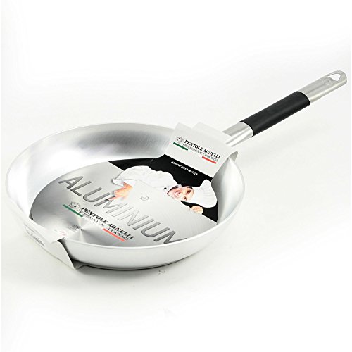 Pentole Agnelli Pfanne Senkkopf Langsame, aus Aluminium, Dicke 3 mm, mit Rohrstiel in Edelstahl Cool, Silber 28 cm Silber/schwarz von Baldassare Agnelli
